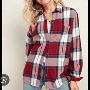 Medium Plaid Flannel Boyfriend Tunic Shirt (discontinued online)